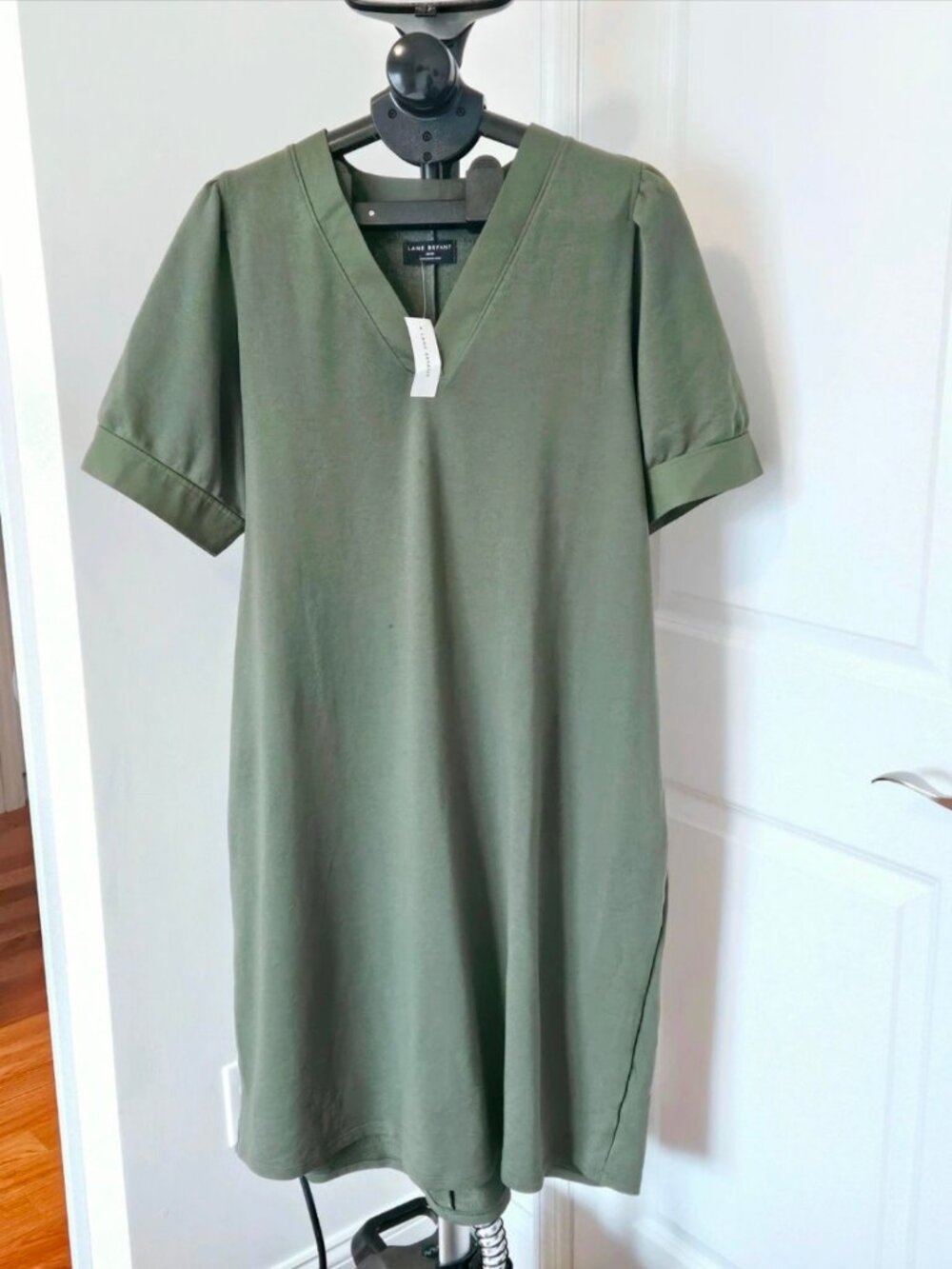 Lane Bryant Olive Green V-Neck Midi Dress Plus Size 18/20 NWT